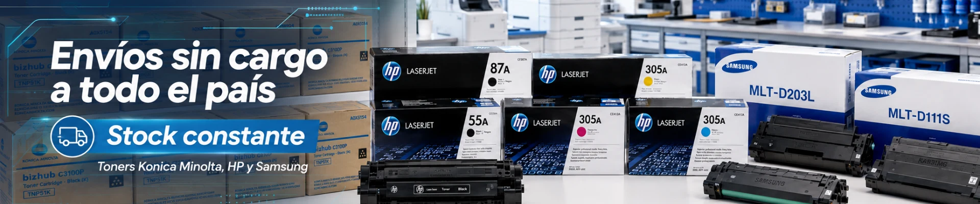 Envíos sin cargo a todo el país - Stock constante - Toners Konica Minolta, HP y Samsung